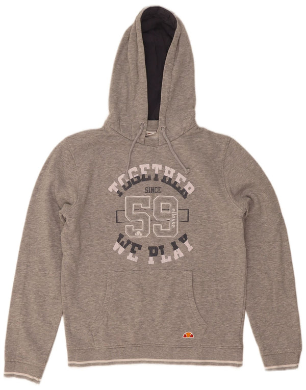 Ellesse Pull à capuche surdimensionné graphique pour femme UK 10 Small Gris Coton