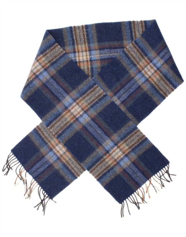 Blarney Écharpe rectangulaire pour homme Taille unique Bleu Plaid Laine d'agneau Classique