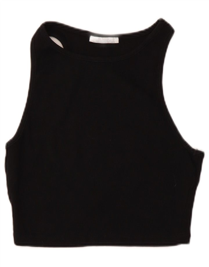 Zara Haut court sans manches pour femme UK 14 Large Noir