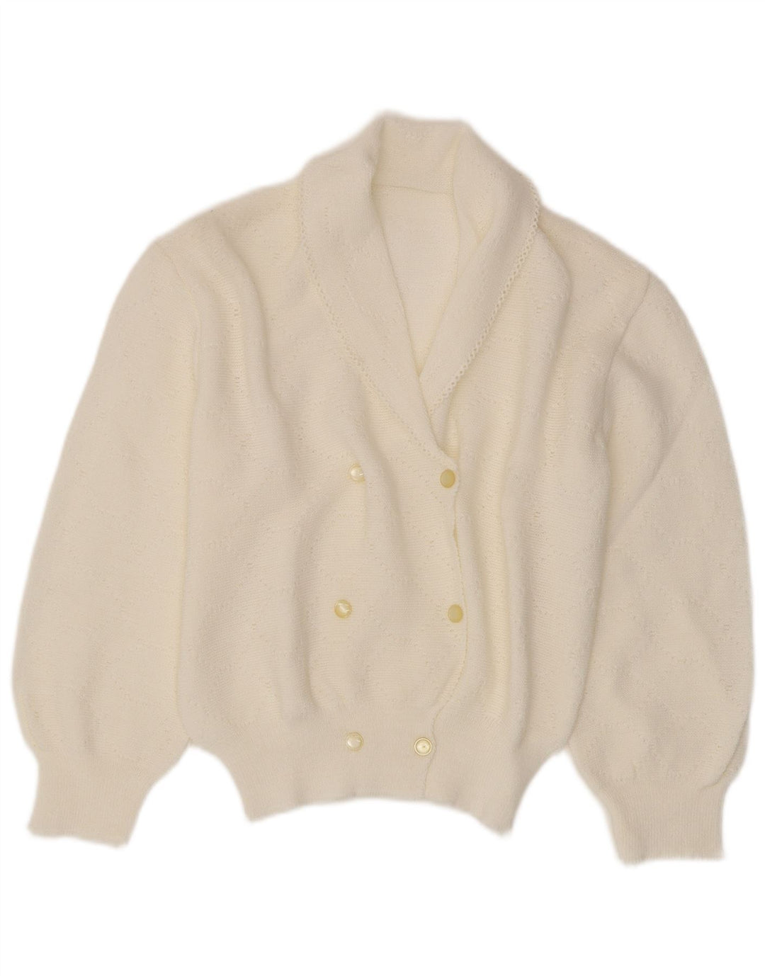 vintage Femme Cardigan Pull UK 12 Moyen Blanc