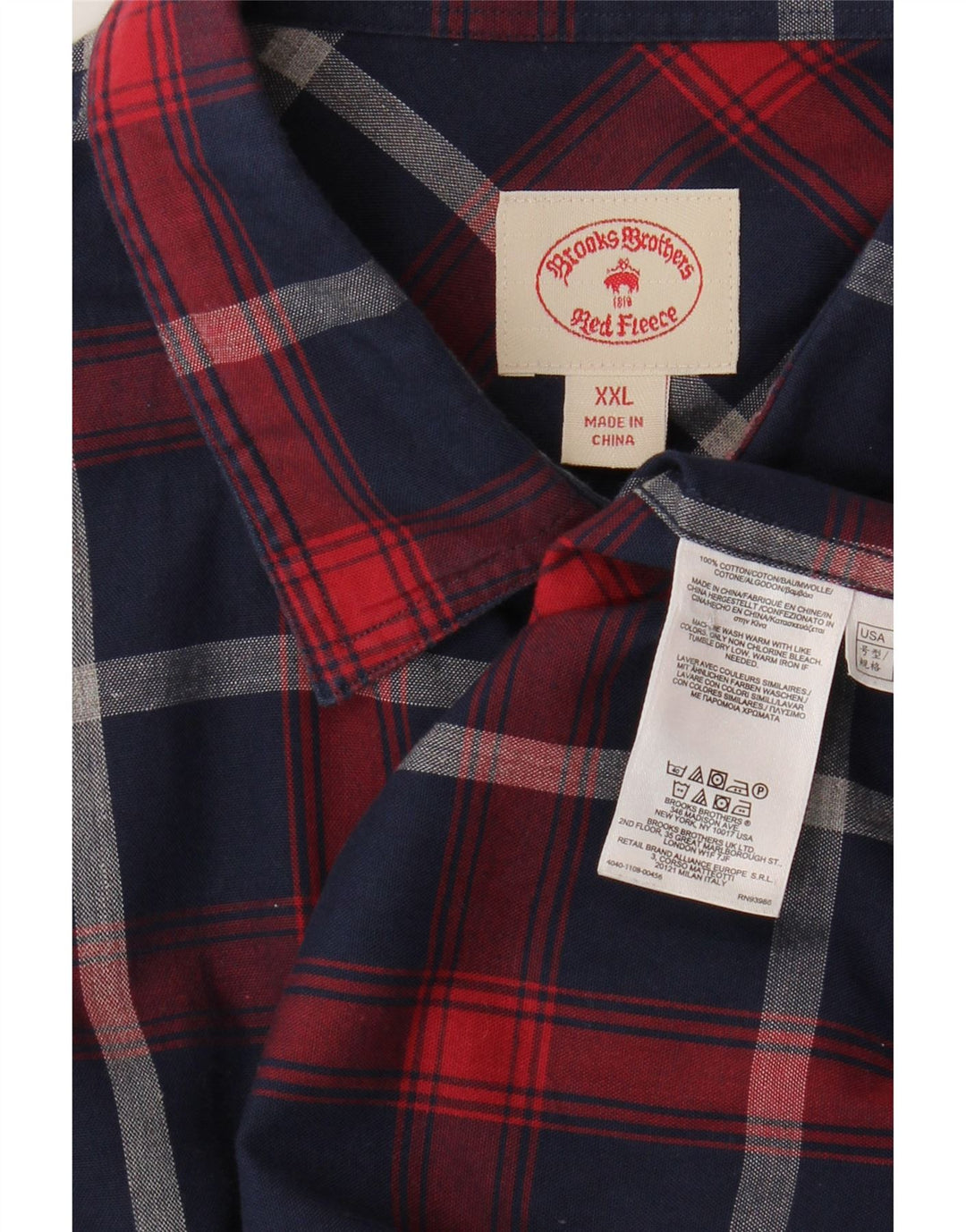 Brooks Brothers Chemise Homme 2XL Bleu Marine à Carreaux Coton