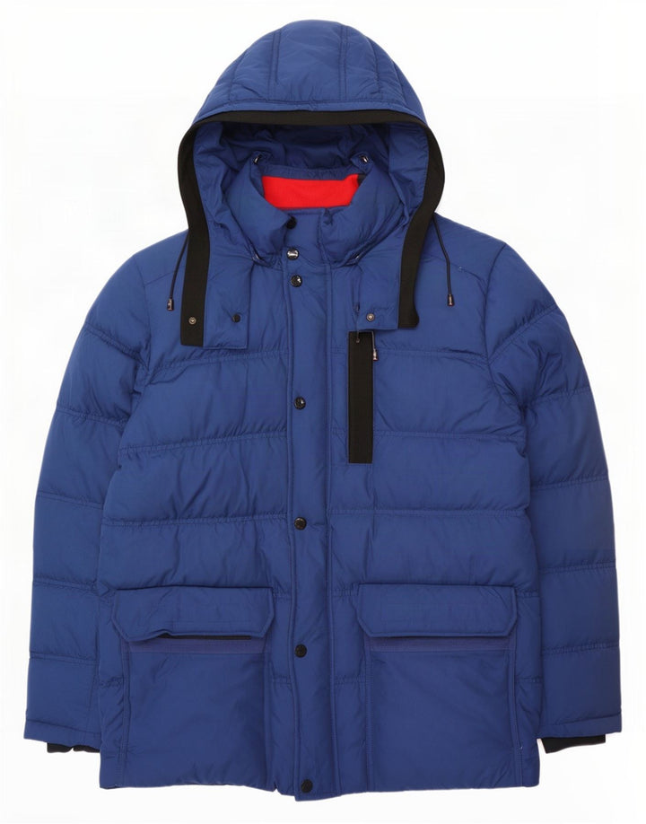 Tommy Hilfiger Veste matelassée à capuche pour homme UK 40 Large Bleu Polyester