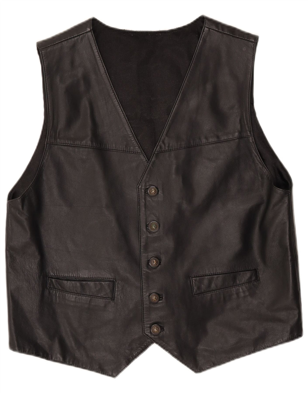VINTAGE Gilet en cuir homme XL Cuir noir