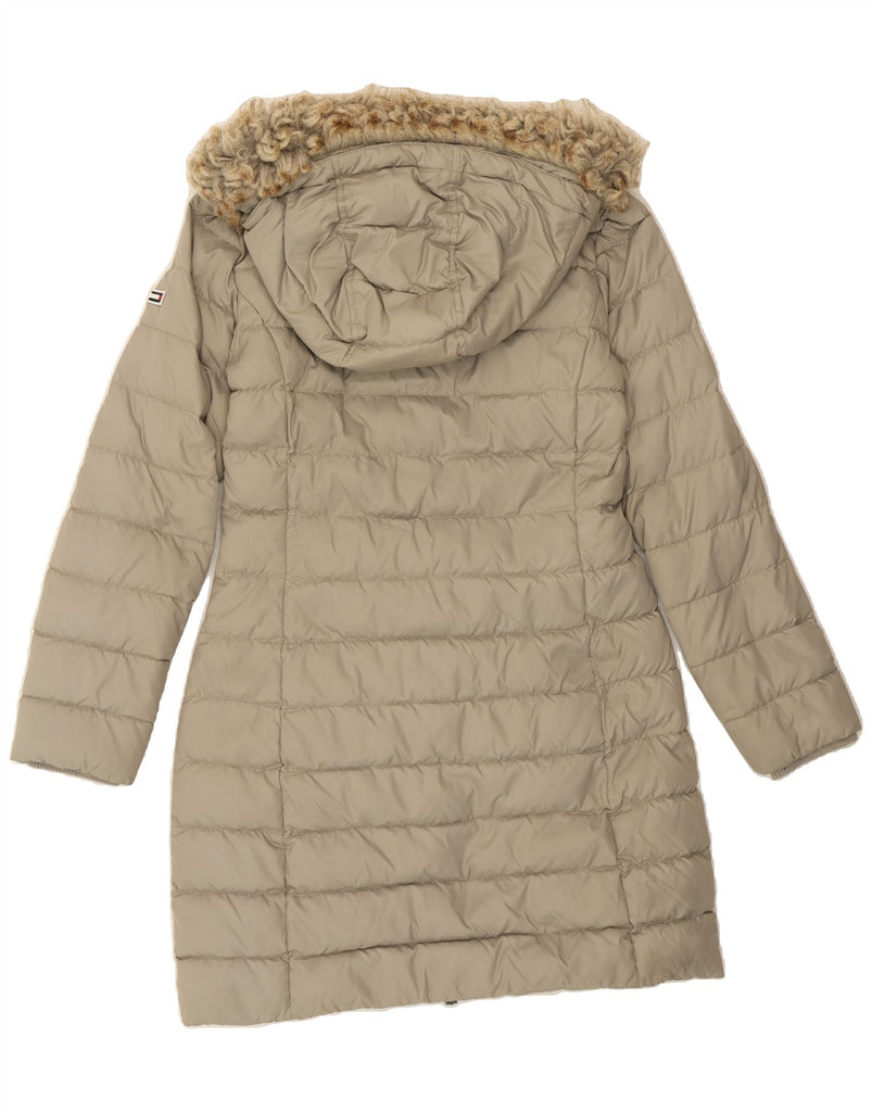 TOMMY HILFIGER Womens Hooded Padded Coat UK 12 Medium Grey Polyester Vintage Tommy Hilfiger and Second-Hand Tommy Hilfiger from Messina Hembry 