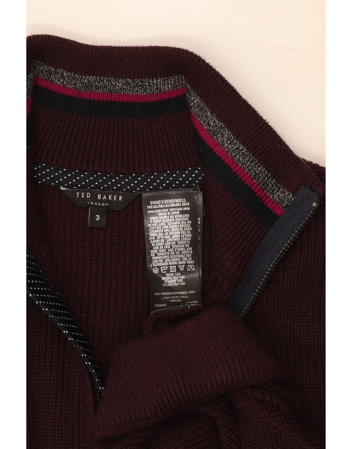 Ted Baker Pull à col zippé pour homme Taille 3 Polyester Bordeaux moyen