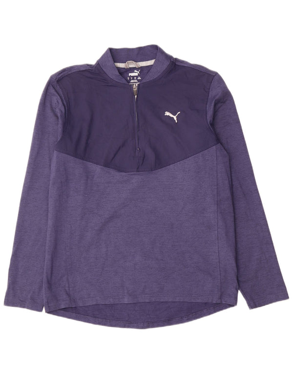Puma Haut à col zippé à manches longues pour homme Petit Bleu Colorblock Polyester