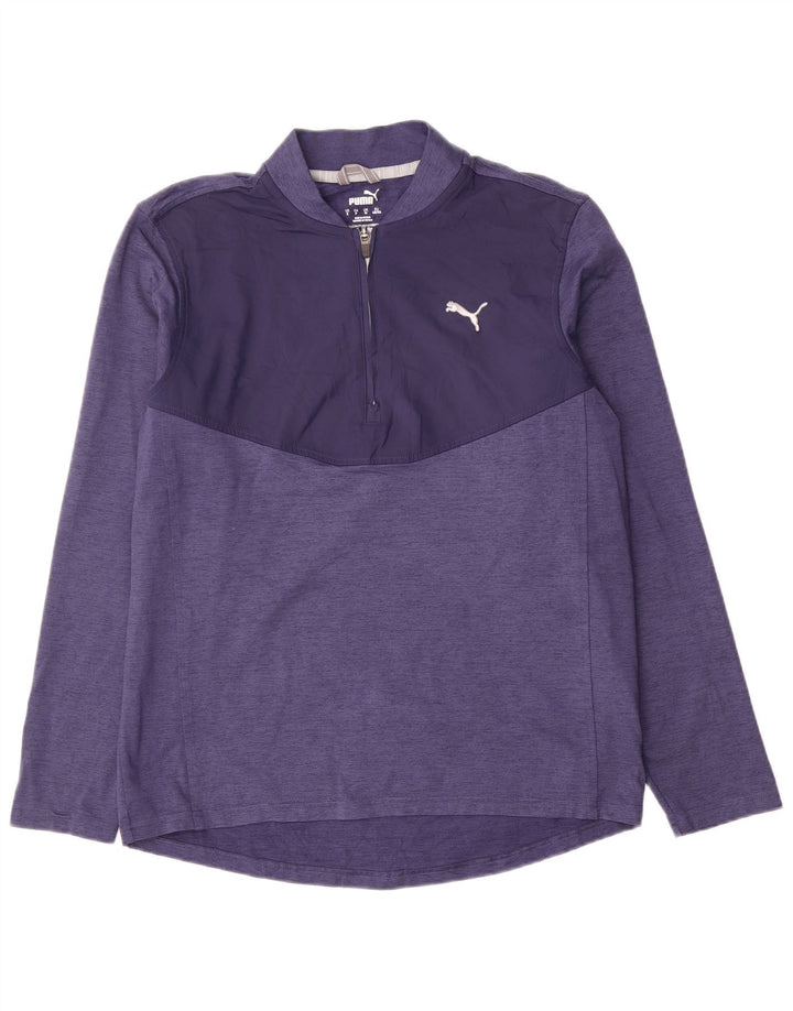 Puma Haut à col zippé à manches longues pour homme Petit Bleu Colorblock Polyester