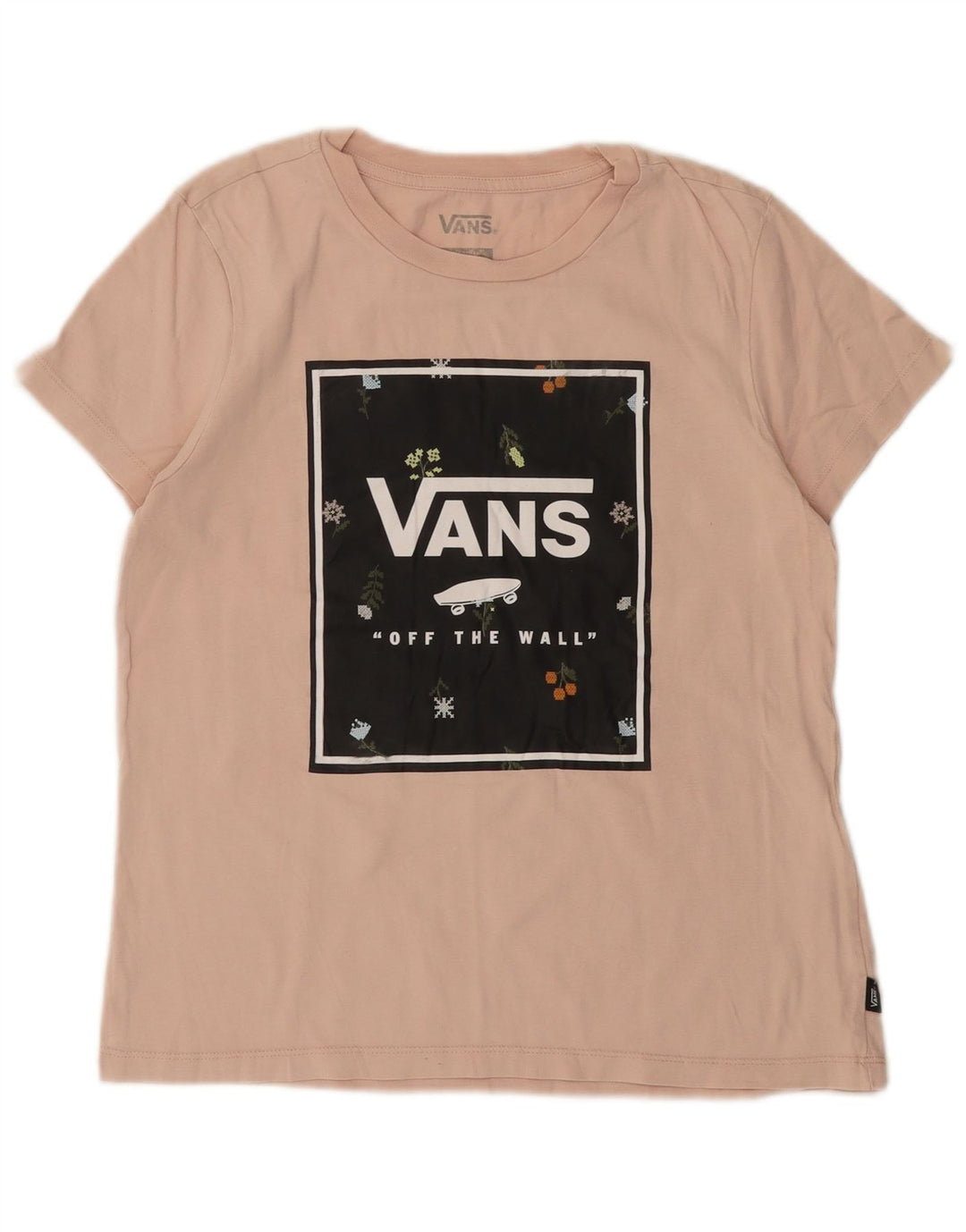 VANS T-shirt graphique pour femme UK 12 en coton rose moyen