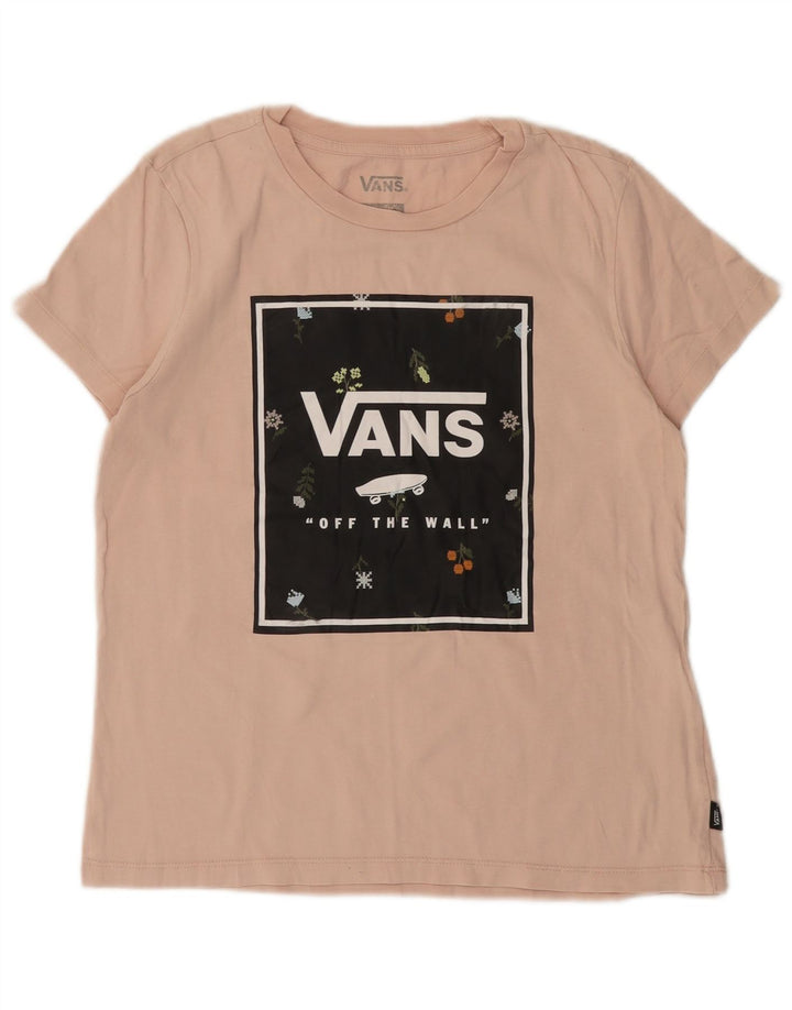 VANS T-shirt graphique pour femme UK 12 en coton rose moyen