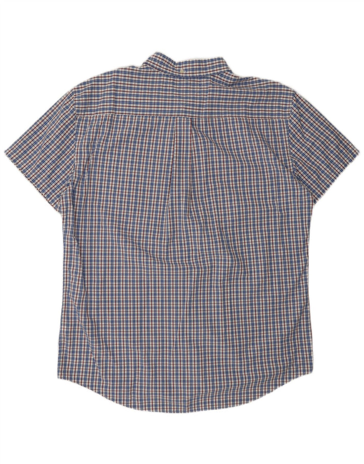 TOMMY HILFIGER Chemise Slim à Manches Courtes pour Hommes 2XL Coton à Carreaux Bleu