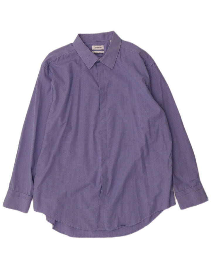 CALVIN KLEIN Chemise Slim Fit Homme Taille 17 1/2 XL Coton à Carreaux Bleu