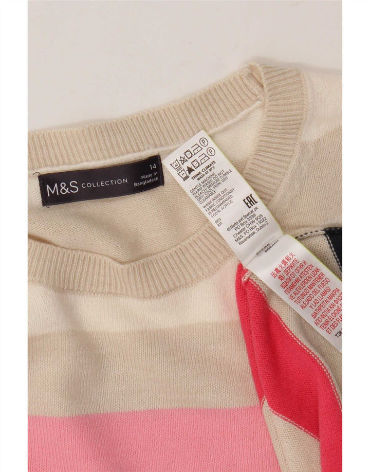 Marks & Spencer Pull col bateau pour femme UK 14 Large Multicolore
