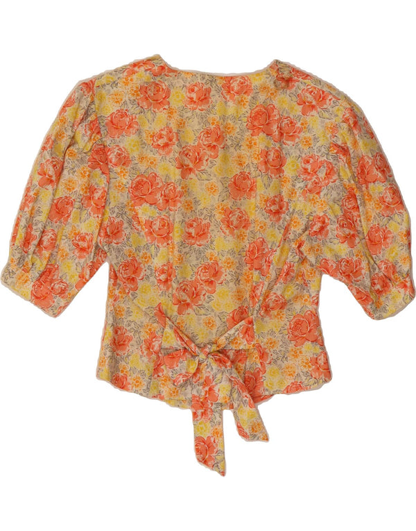 VINTAGE Femme 1/2 Manches Chemise Blouse UK 10 Petit Floral Multicolore