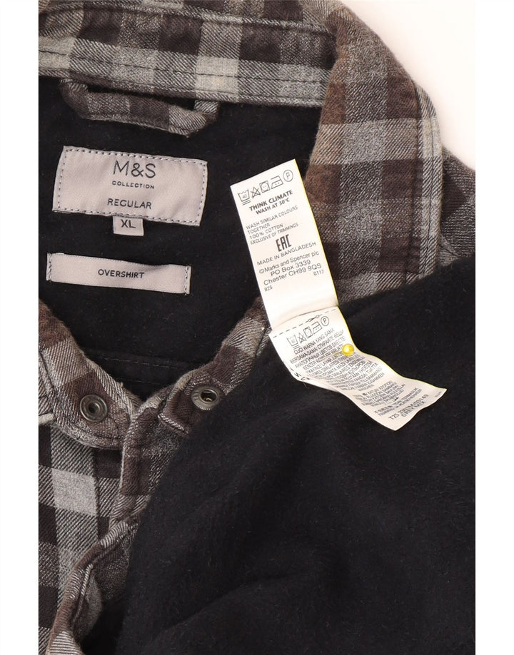 Marks & Spencer Chemise en flanelle pour homme coupe classique XL Gris vichy