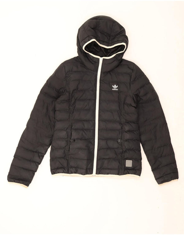 Adidas Veste matelassée à capuche pour femme UK 14 Medium Noir Polyester