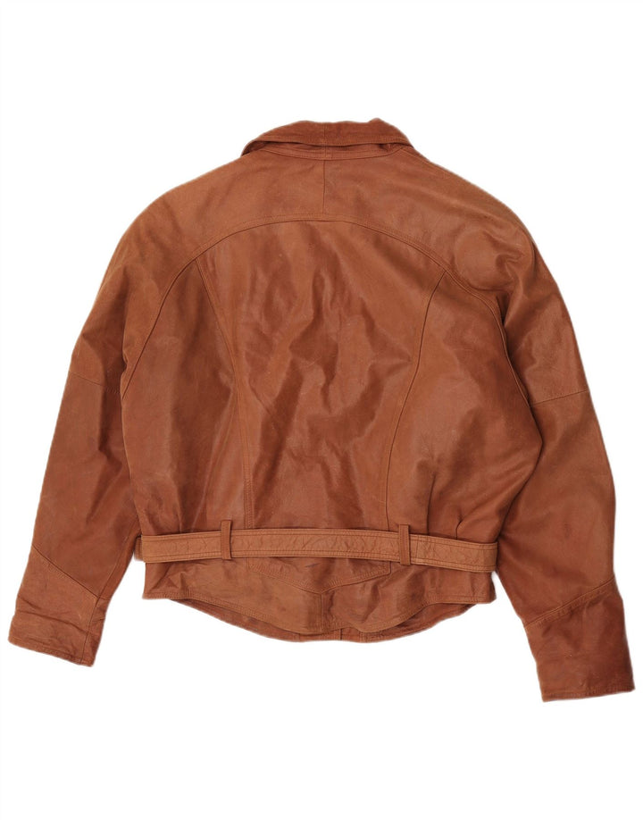 veste en cuir femme vintage UK 18 XL Marron