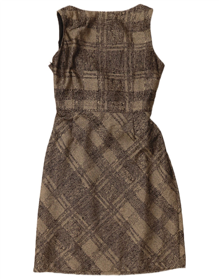 Monsoon Robe droite sans manches pour femme UK 16 Grand marron à carreaux classique