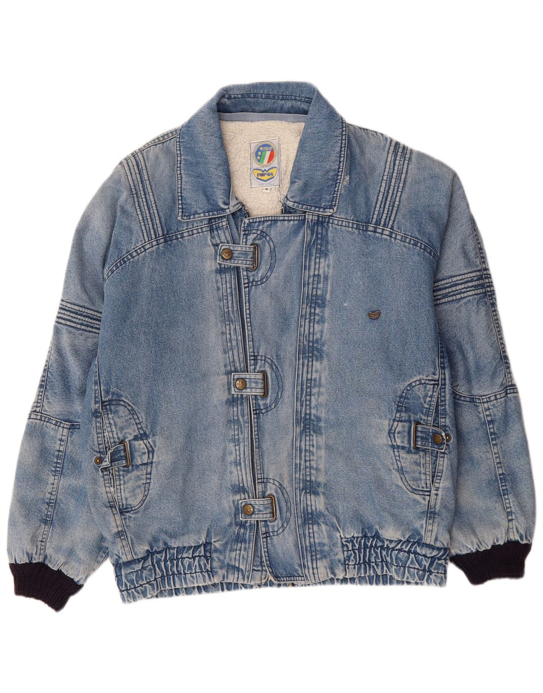POP 84 Veste Sherpa en denim coupe ample vintage pour homme UK 38 Coton bleu moyen