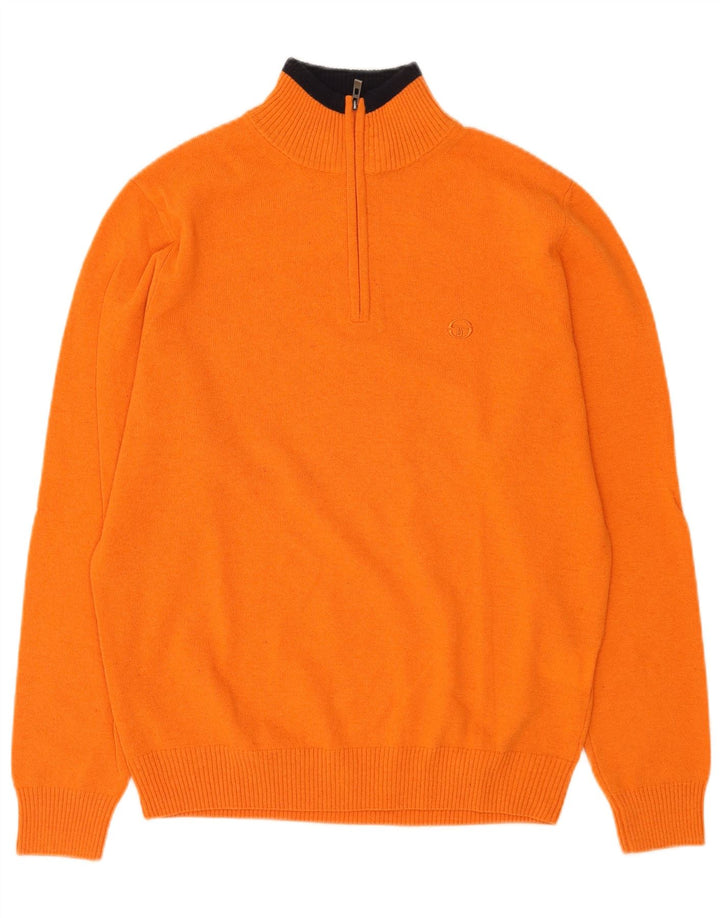Sergio Tacchini Pull col zippé pour homme en laine orange