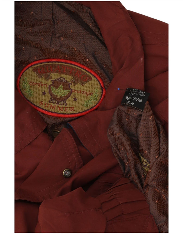 vintage Mens Loose Fit Bomber Jacket IT 48 Polyester Marron Moyen