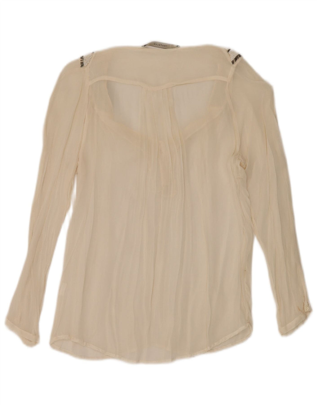 Zara Chemisier surdimensionné transparent à manches longues pour femme UK 10 Petit Beige