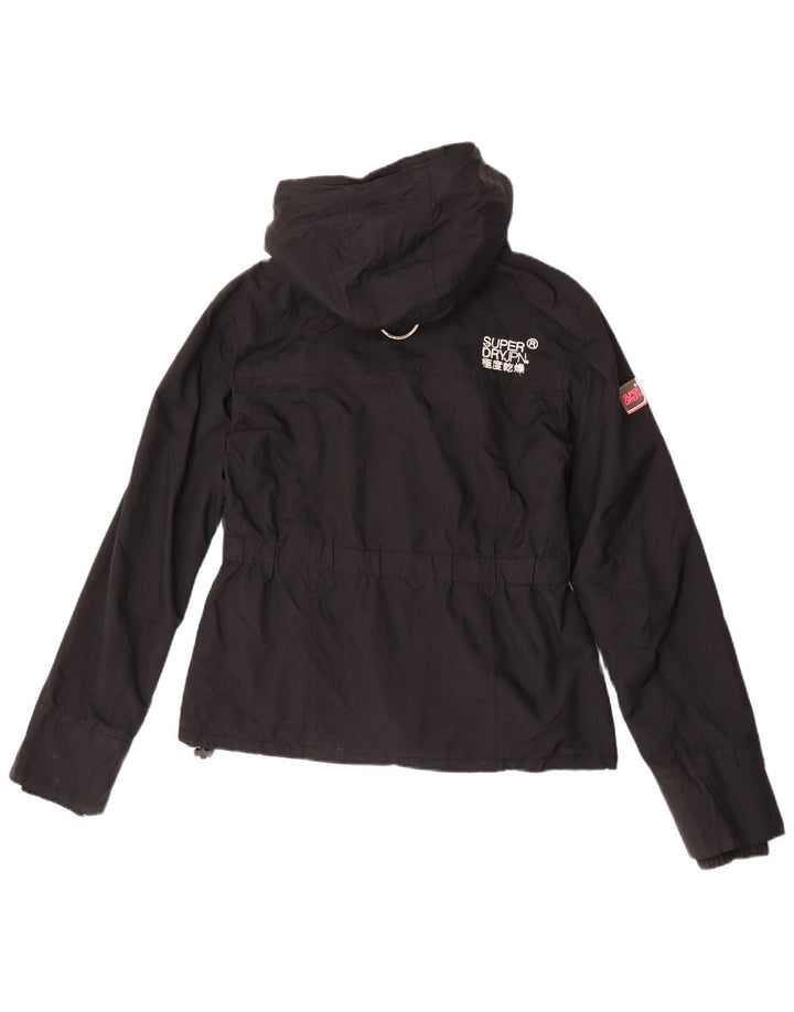 Superdry Veste coupe-vent à capuche graphique pour femme UK 14 Noir moyen