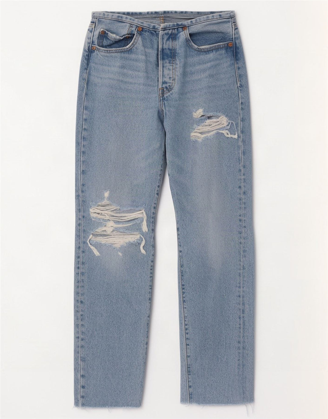 Levi's Jean Droit Effet Déchiré W26 L30 Femme Bleu Coton