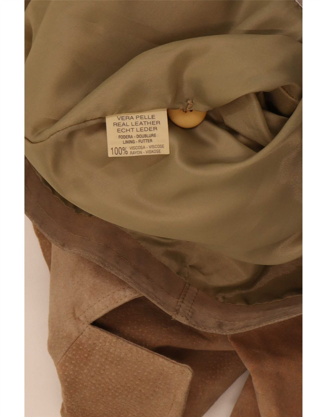 Donna Pelle Veste En Daim Femme IT 44 Cuir Beige Moyen