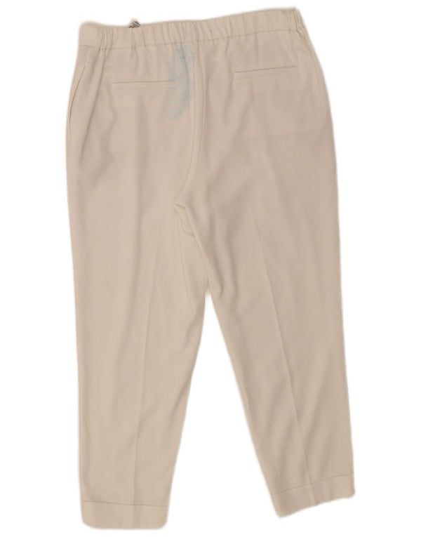 Marks & Spencer Pantalon Chino Pegged pour Femme UK 14 Large W32 L25 Blanc