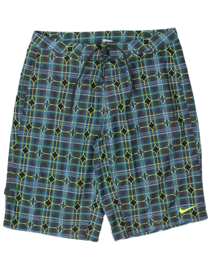 Nike Short de bain pour homme en polyester à carreaux bleu moyen