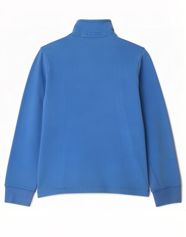 Fat Face Sweat-shirt graphique à col zippé pour femme UK 16 Large Bleu Coton
