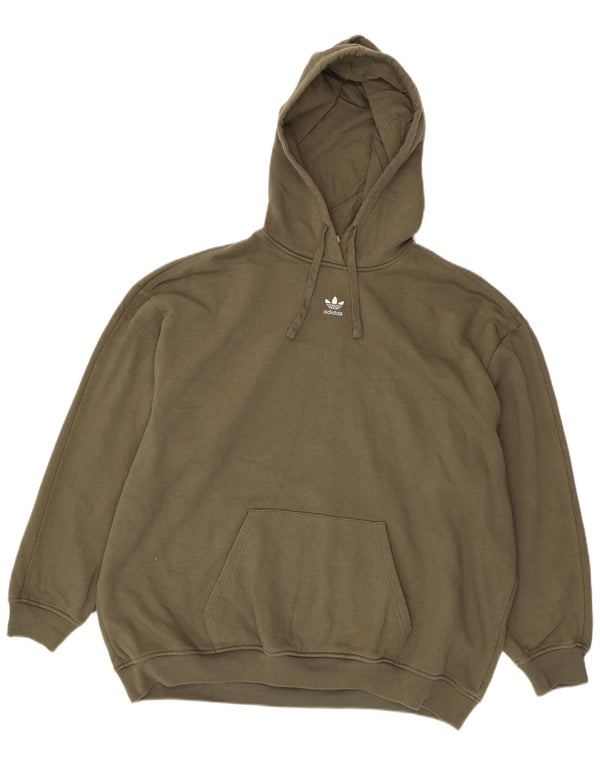Adidas Pull à capuche surdimensionné pour femme UK 16/18 Grand Kaki Coton
