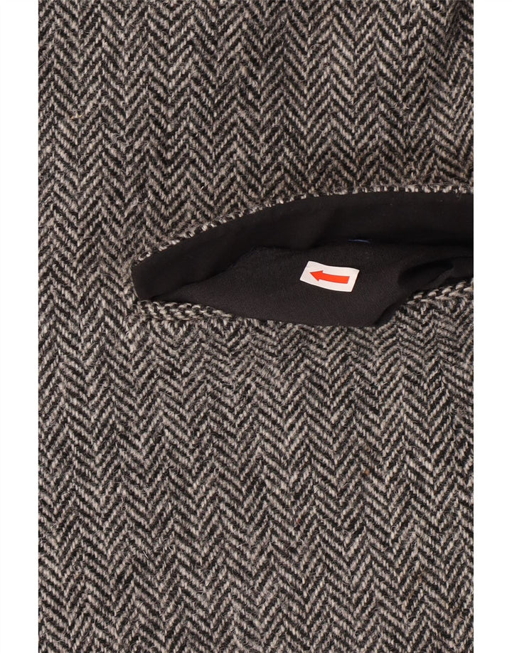 HARRIS TWEED Veste Blazer Homme UK 40 Grand Gris Chevrons Classique