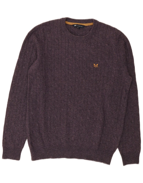 Crew Clothing Pull à col pour homme en laine d'agneau Violet Taille L