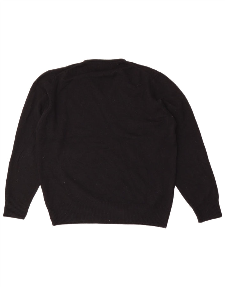 Zara Pull col V pour homme en laine noire Large