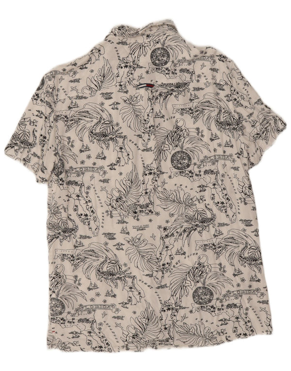 Tommy Hilfiger Chemise à Manches Courtes Miami Homme Blanc Floral Viscose