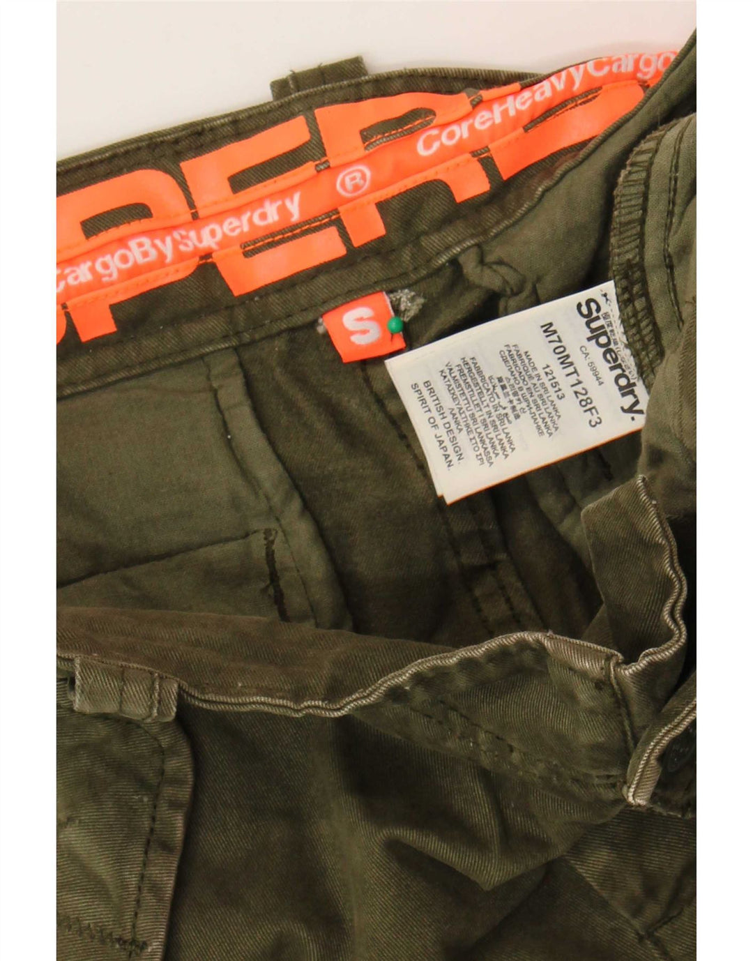 Superdry Short Cargo Homme Petit W29 Kaki Coton