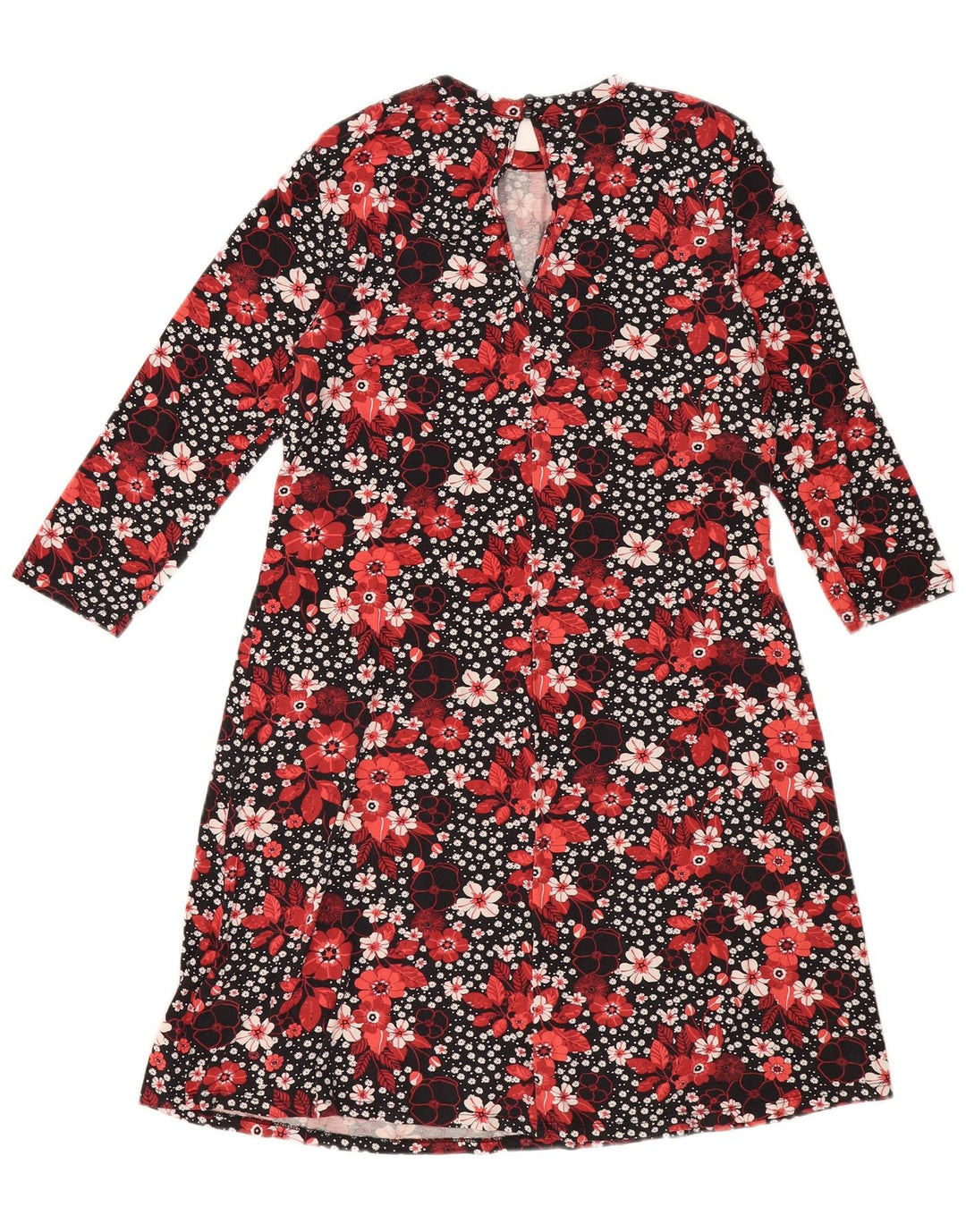 Marks & Spencer Robe droite à manches 3/4 pour femme UK 12 Medium Black Floral
