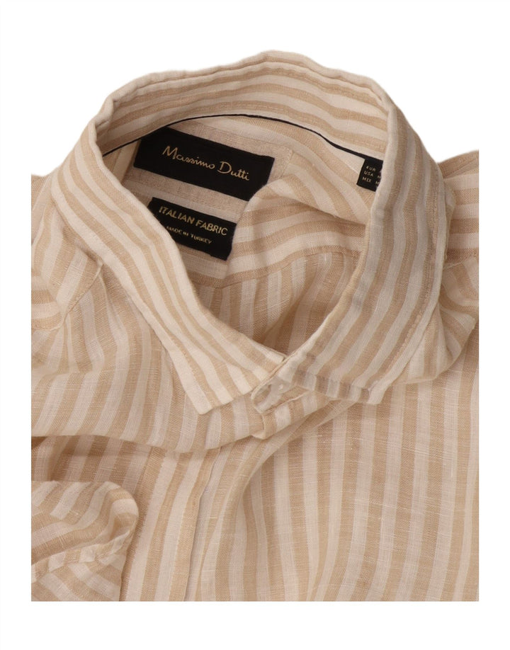 Massimo Dutti Chemise Homme Beige Moyen Rayure Fine