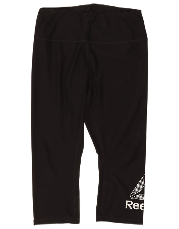 Reebok Legging Capri Graphique Femme UK 14 Large Noir