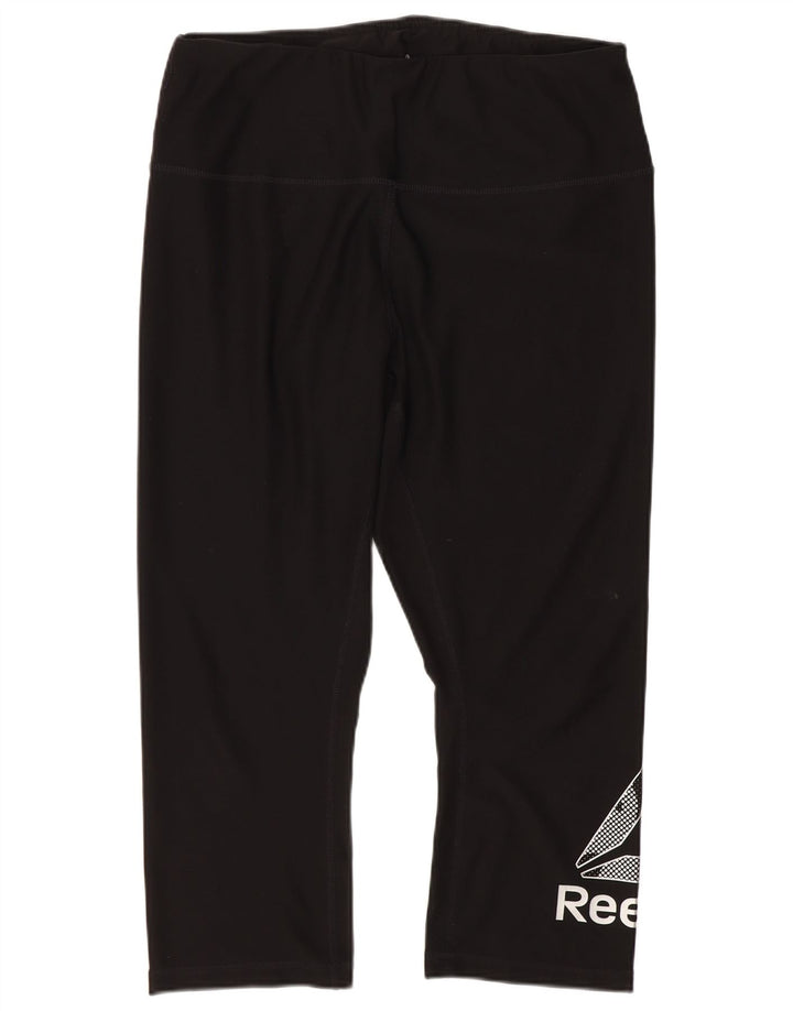 Reebok Legging Capri Graphique Femme UK 14 Large Noir