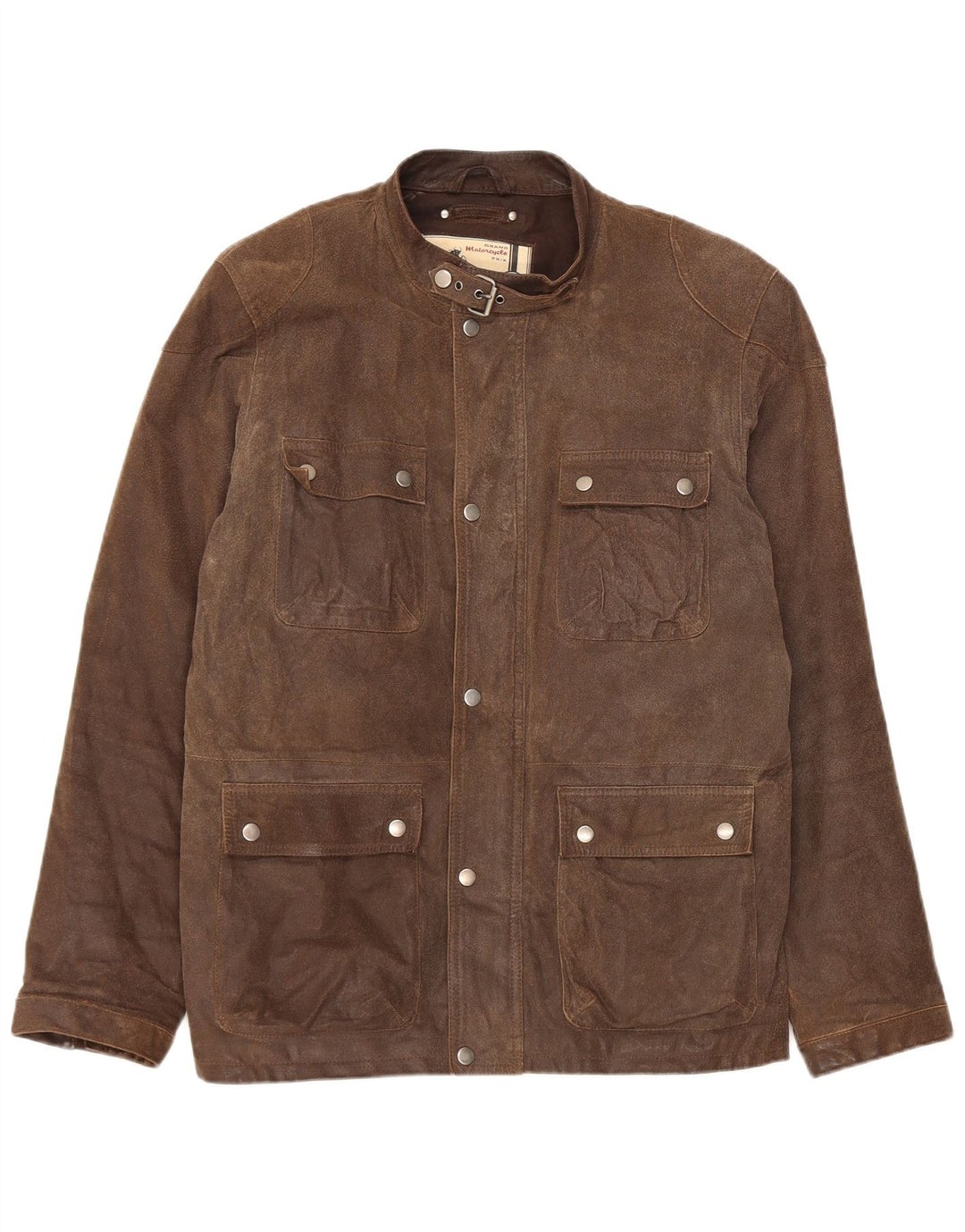 veste utilitaire en cuir de moto vintage pour hommes UK 38 Brun moyen