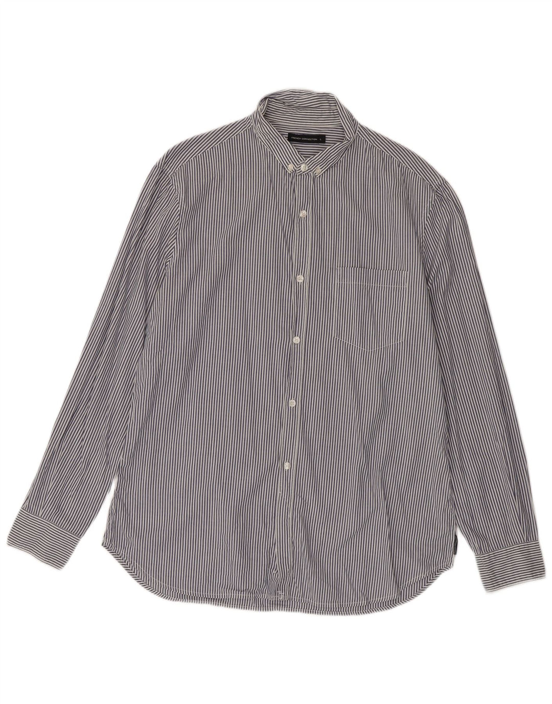 French Connection Chemise Homme Grandes Rayures Bleu Marine