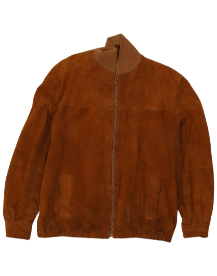 Veste Bomber En Daim Vintage Homme IT 52 XL Beige