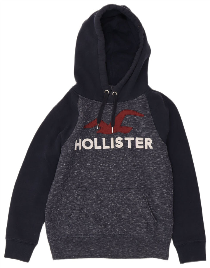 HOLLISTER Pull à capuche graphique pour homme XS en coton color block bleu marine