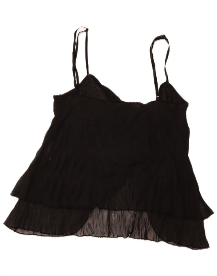 BENETTON Femmes Cami Top UK 12 Moyen Noir