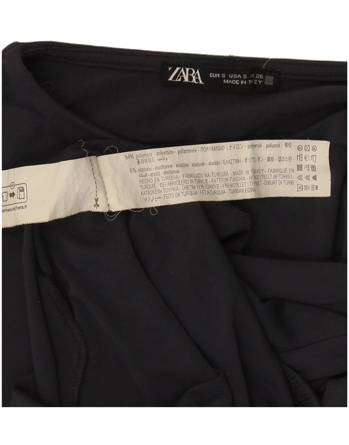 Zara Womens Body à manches longues UK 8 Small Bleu Marine Polyamide
