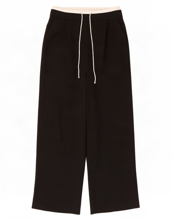 Zara Pantalon large taille haute pour femme UK 8 Small W26 L30 Noir Polyester