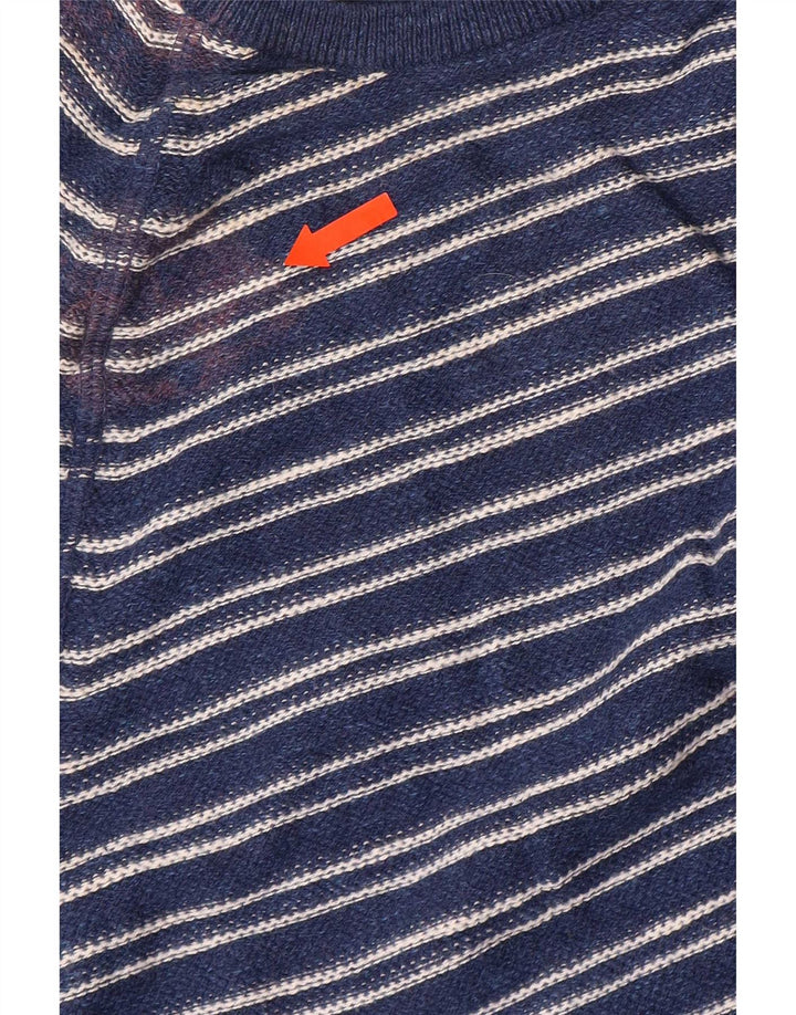 Marks & Spencer Pull à col rond pour homme Bleu marine rayé