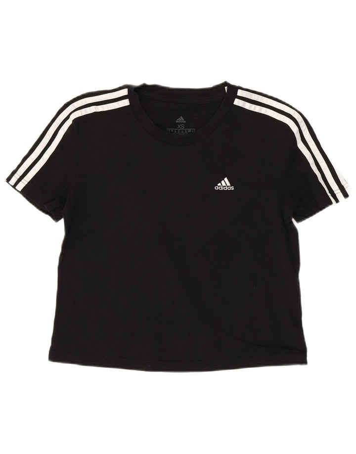 ADIDAS T-shirt court pour femme UK 4/6 XS Noir Coton